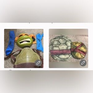 2 sets Teenage Mutant Ninja Turtles Turtle masks  and Shell Costume blue